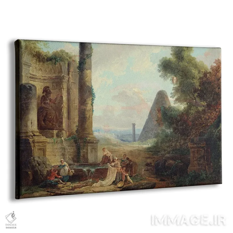 تابلو فواره مینروا، رم، ۱۷۷۲ (ایتالیا) اثر هوبرت روبر - نمای پرسپکتیو محصول