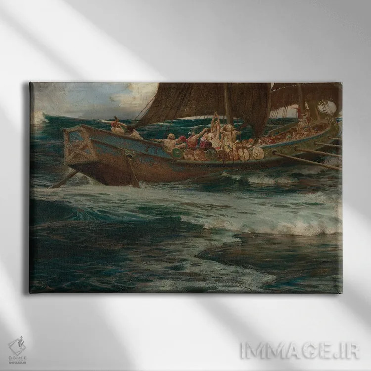 تابلو خشم خدای دریا اثر هربرت جیمز دریپر - نمای روبهرو روی دیوار