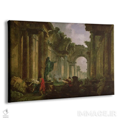 تابلو نمای خیالی سالن بزرگ لوور در ویرانی، ۱۷۹۶ اثر هوبرت روبر - نمای پرسپکتیو محصول