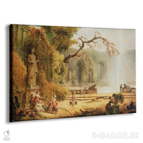 تابلو صحنه رمانتیک باغ اثر هوبرت روبر - نمای پرسپکتیو محصول