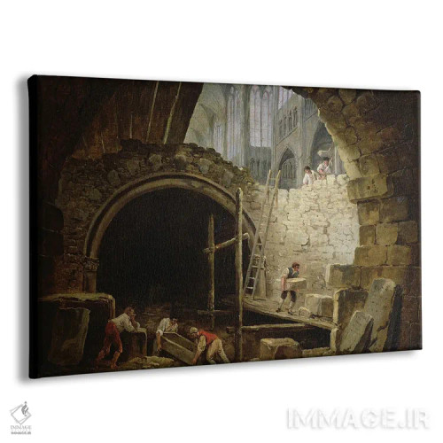 تابلو غارت سردابههای سلطنتی سن دنی، اکتبر ۱۷۹۳ (فرانسه) اثر هوبرت روبر - نمای پرسپکتیو محصول