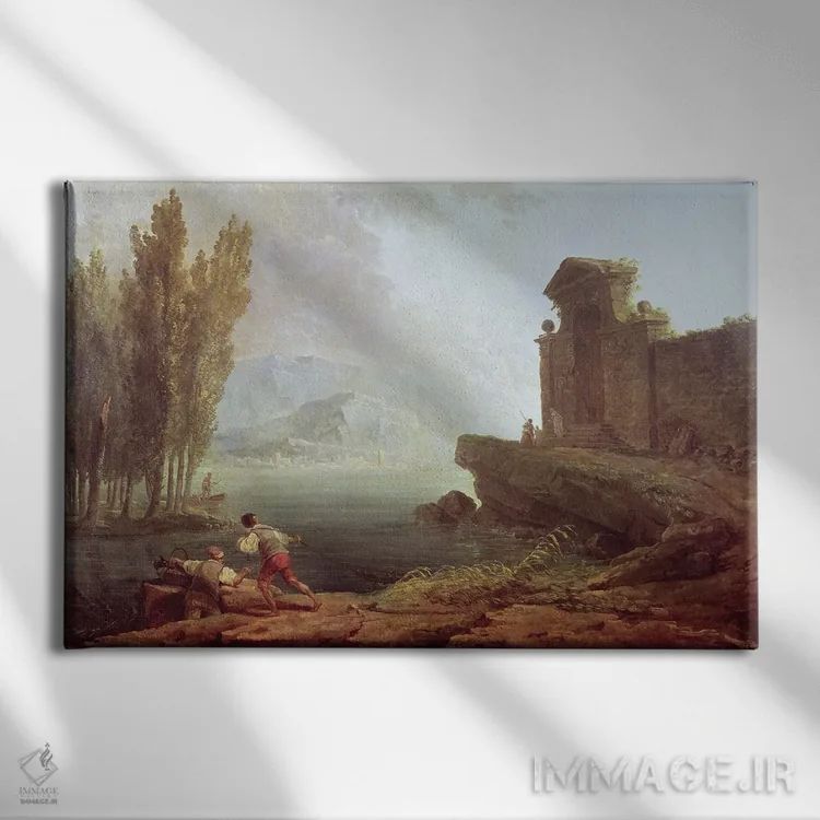 تابلو منظره اثر هوبرت روبر - نمای روبهرو روی دیوار