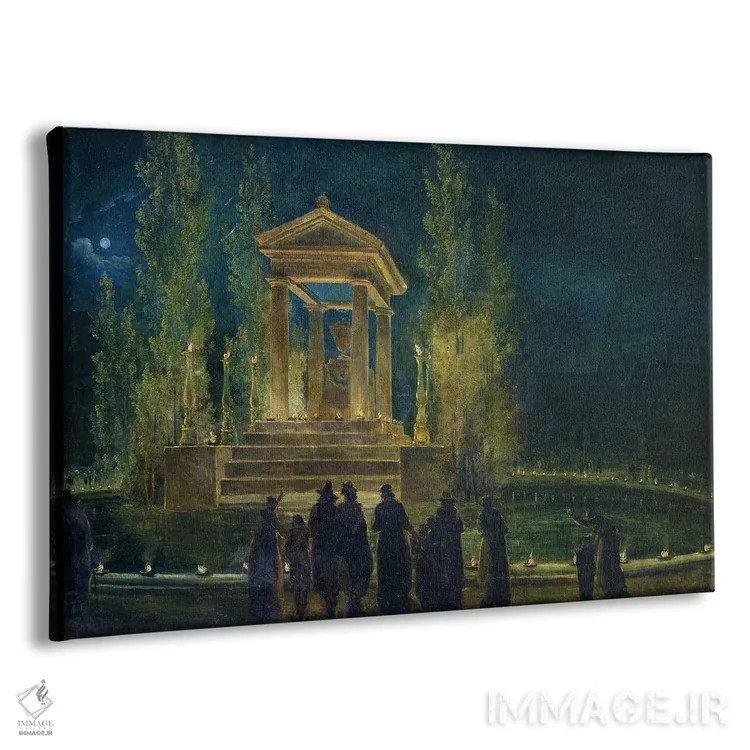 تابلو یادبود ژان ژاک روسو در باغ تویلری، پاریس، ۱۷۹۴ اثر هوبرت روبر - نمای پرسپکتیو محصول