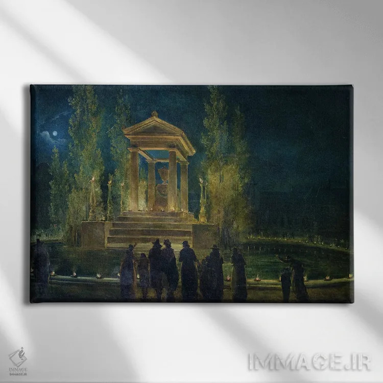 تابلو یادبود ژان ژاک روسو در باغ تویلری، پاریس، ۱۷۹۴ اثر هوبرت روبر - نمای روبهرو روی دیوار