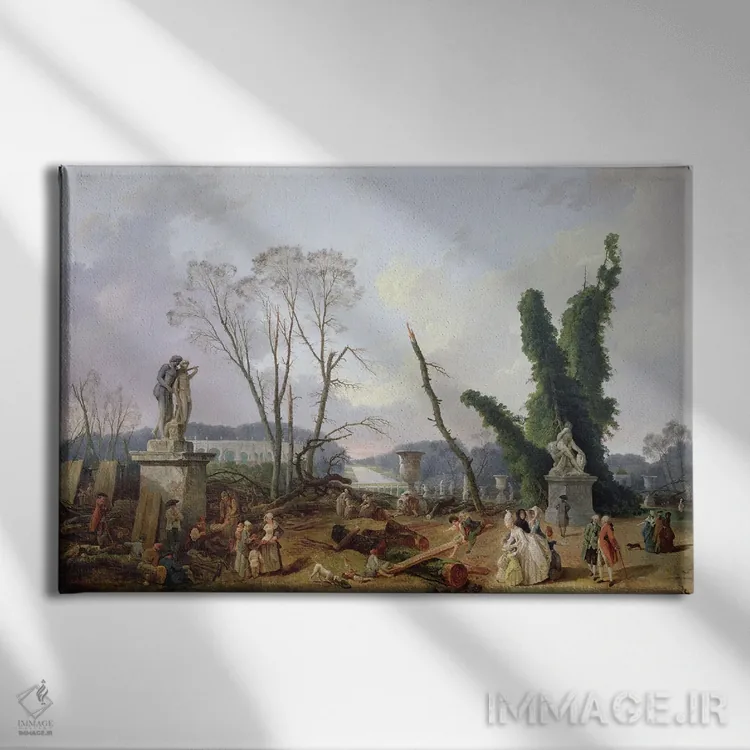 تابلو باغهای ورسای (فرانسه) اثر هوبرت روبر - نمای روبهرو روی دیوار