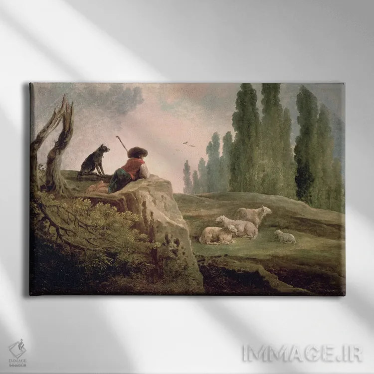 تابلو چوپان اثر هوبرت روبر - نمای روبهرو روی دیوار