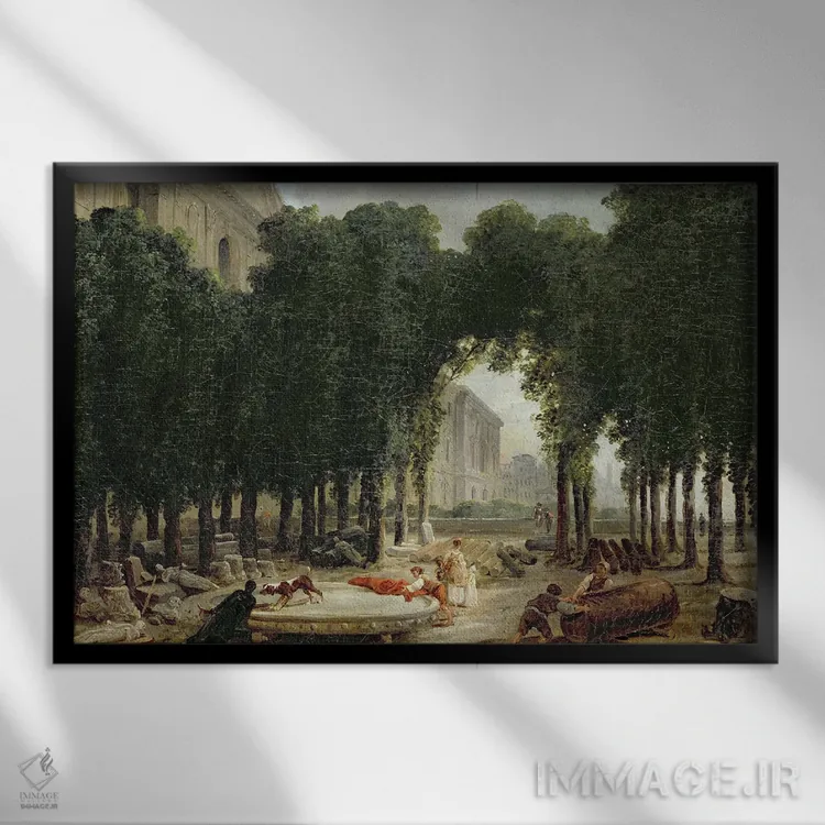 تابلو 1798,لوور و باغهای اینفانتا، ۱۷۹۸ اثر هوبرت روبر - نمای قابدار مشکی