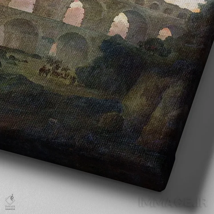 تابلو Nimes, C.1786,پل پونت دو گار، نیم، حدود ۱۷۸۶ اثر هوبرت روبر - نمای نزدیک بافت بوم