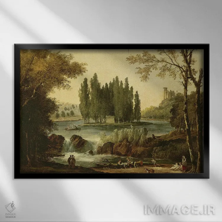 تابلو 1802,مقبرهٔ ژان ژاک روسو در ارمنونویل، ۱۸۰۲ اثر هوبرت روبر - نمای قابدار مشکی