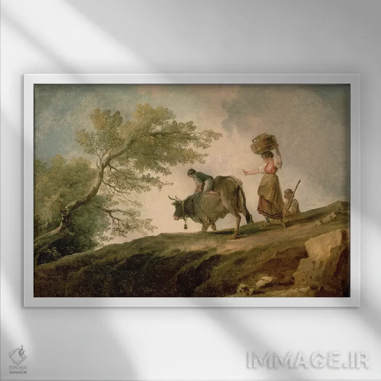 تابلو چراگاه اثر هوبرت روبر - نمای قابدار سفید