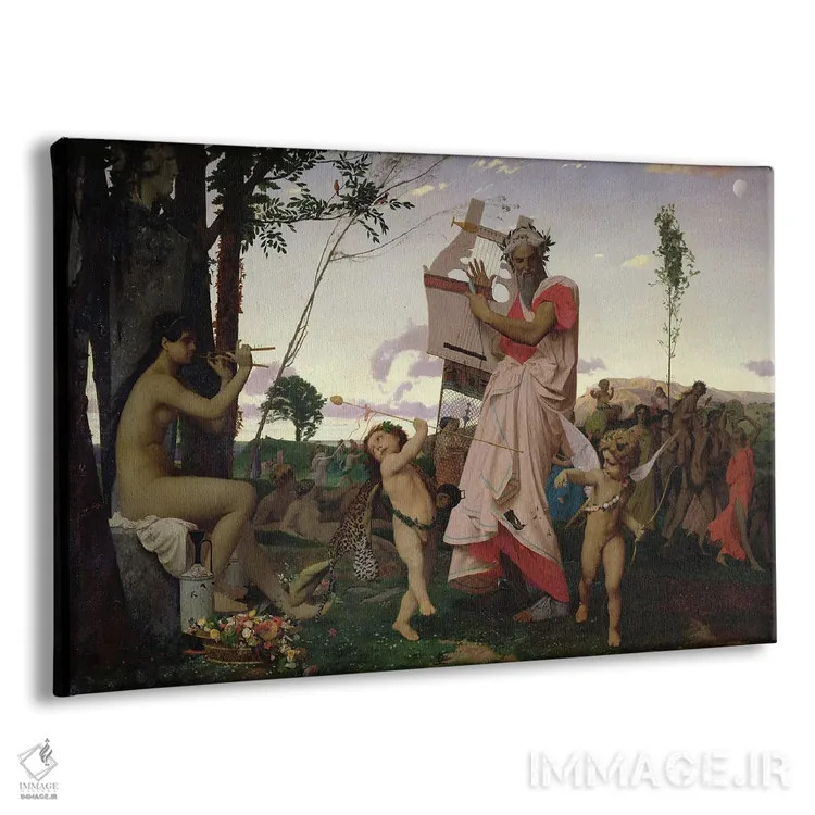 تابلو Bacchus And Aphrodite, 1848,آناکریون، باکوس و آفرودیت، ۱۸۴۸ اثر ژان لئون ژروم (نقاش فرانسوی) - نمای پرسپکتیو محصول