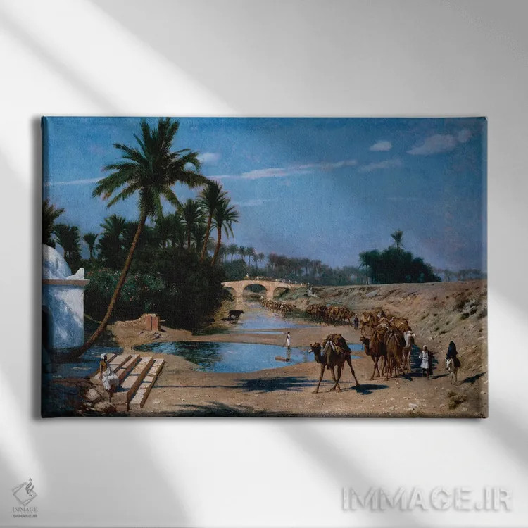 تابلو کاروان اثر ژان لئون ژروم (نقاش فرانسوی) - نمای روبهرو روی دیوار