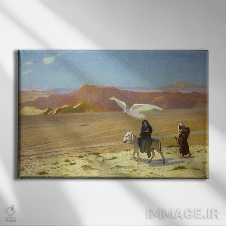 تابلو فرار به مصر (روایت باوری) اثر ژان لئون ژروم (نقاش فرانسوی) - نمای روبهرو روی دیوار