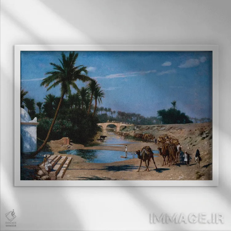تابلو کاروان اثر ژان لئون ژروم (نقاش فرانسوی) - نمای قابدار سفید