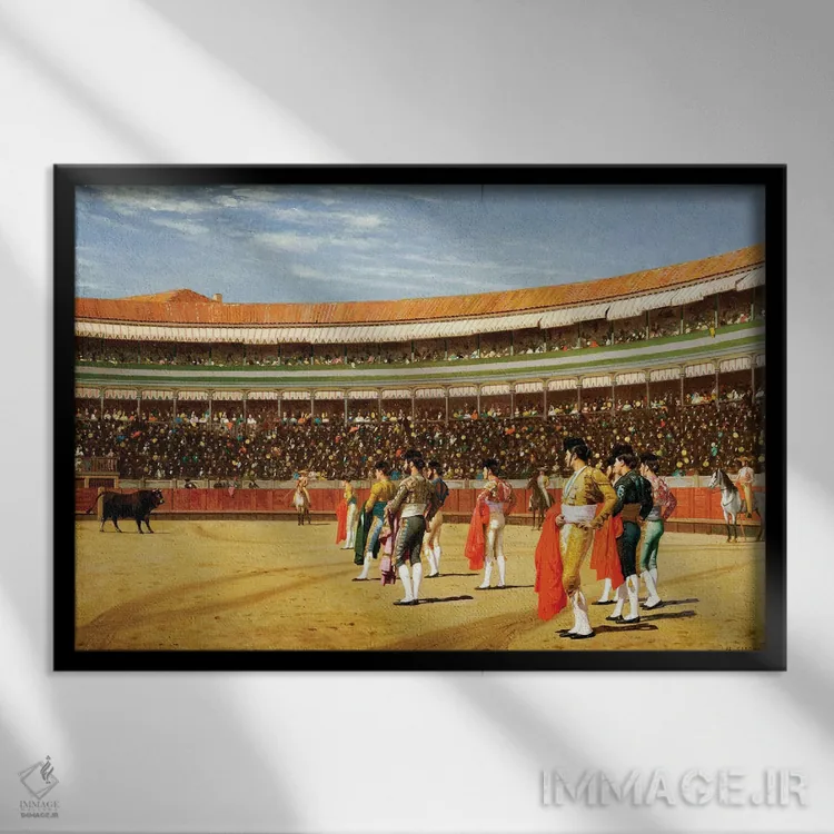 تابلو ورود گاو اثر ژان لئون ژروم (نقاش فرانسوی) - نمای قابدار مشکی