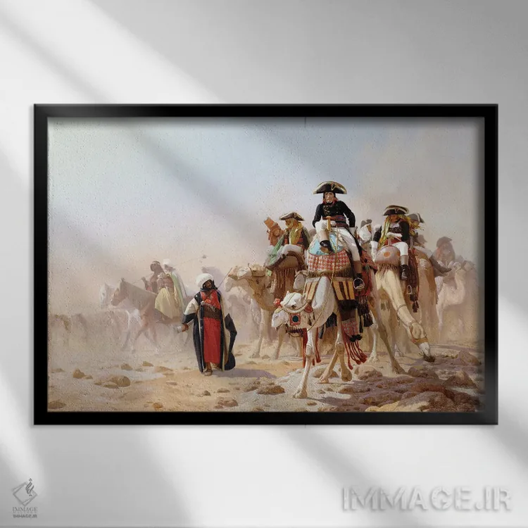 تابلو ناپلئون و ستاد فرماندهی او اثر ژان لئون ژروم (نقاش فرانسوی) - نمای قابدار مشکی