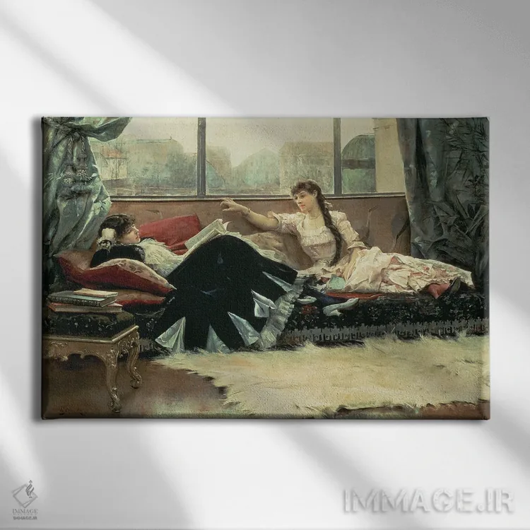 تابلو سارا برنهارت (۱۸۴۴-۱۹۲۳) و کریستین نیلسون (۱۸۴۳-۱۹۲۱) ۱۸۸۳ اثر جولیوس لبلان استوارت - نمای روبهرو روی دیوار