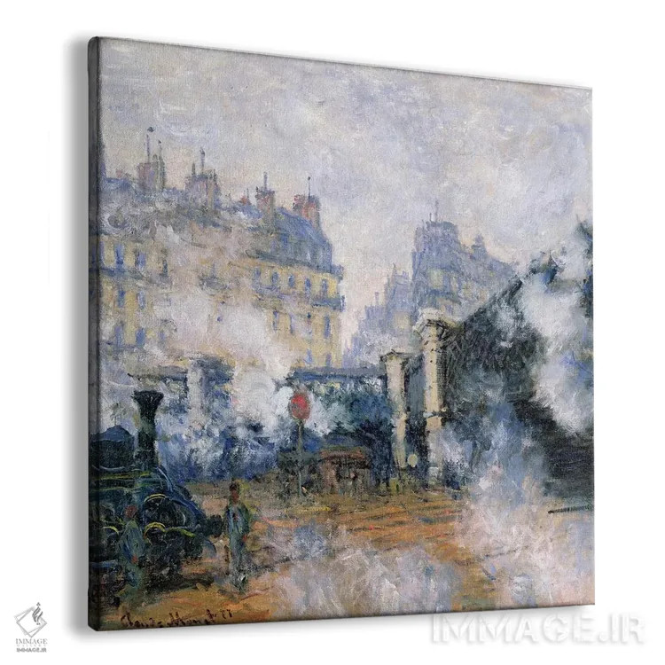 تابلو Gare Saint-Lazare, 1877,پل اروپا، ایستگاه سن لازار، ۱۸۷۷ اثر کلود مونه (نقاش معروف فرانسوی) - نمای پرسپکتیو محصول