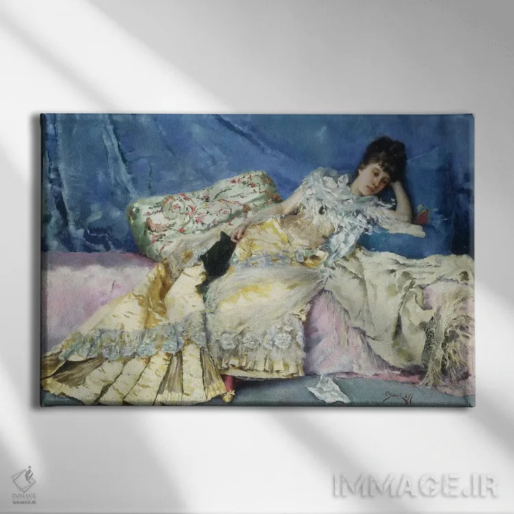 تابلو 1877,بانو روی دیوان، ۱۸۷۷ اثر جولیوس لبلان استوارت - نمای روبهرو روی دیوار