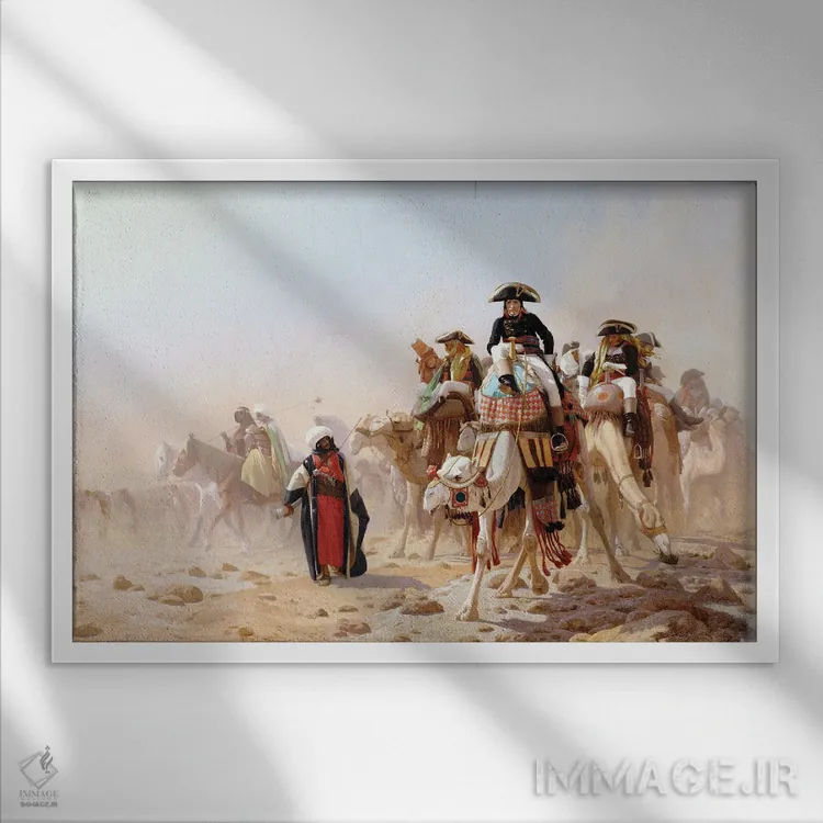 تابلو ناپلئون و ستاد فرماندهی او اثر ژان لئون ژروم (نقاش فرانسوی) - نمای قابدار سفید