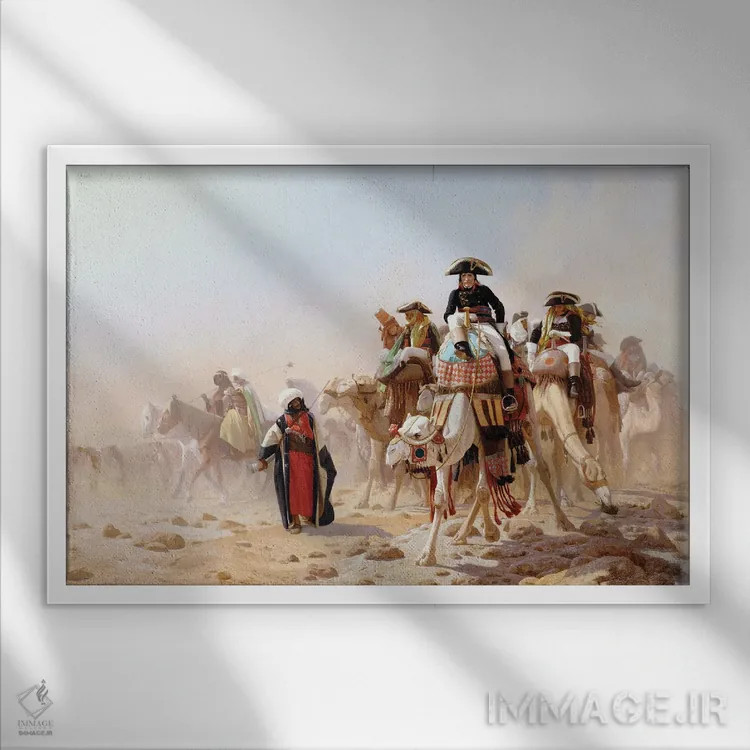 تابلو ناپلئون و ستاد فرماندهی او اثر ژان لئون ژروم (نقاش فرانسوی) - نمای قابدار سفید
