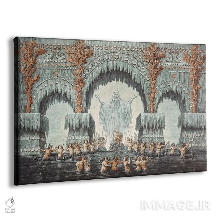 تابلو Set Design For A Production Of 'Undine',کاخ آبی مولبورن، طراحی صحنه برای اجرای اُنباوره اثر کارل فریدریش شینکل - نمای پرسپکتیو محصول