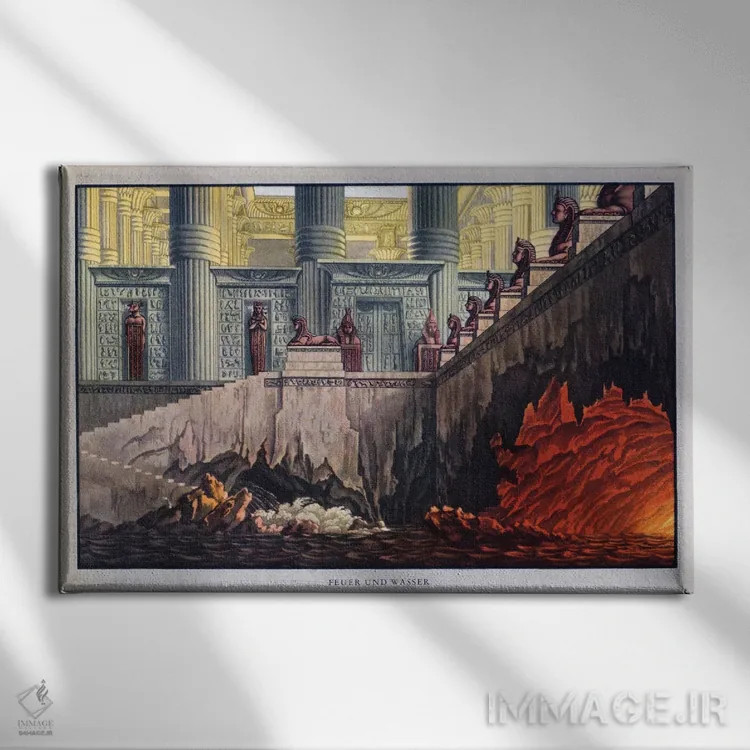 تابلو موتزارت: فلوت سحرآمیز (اپرا) اثر کارل فریدریش شینکل - نمای روبهرو روی دیوار