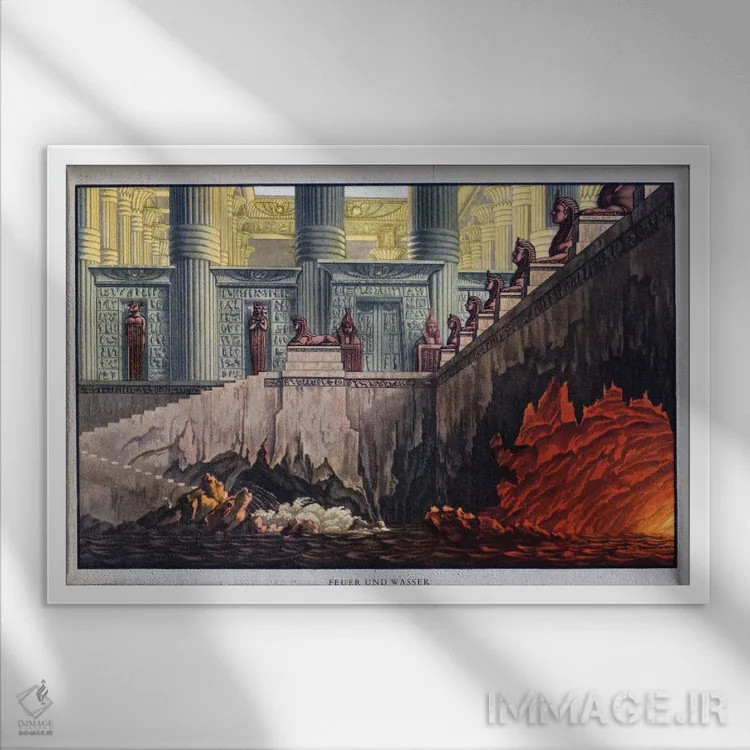 تابلو موتزارت: فلوت سحرآمیز (اپرا) اثر کارل فریدریش شینکل - نمای قابدار سفید