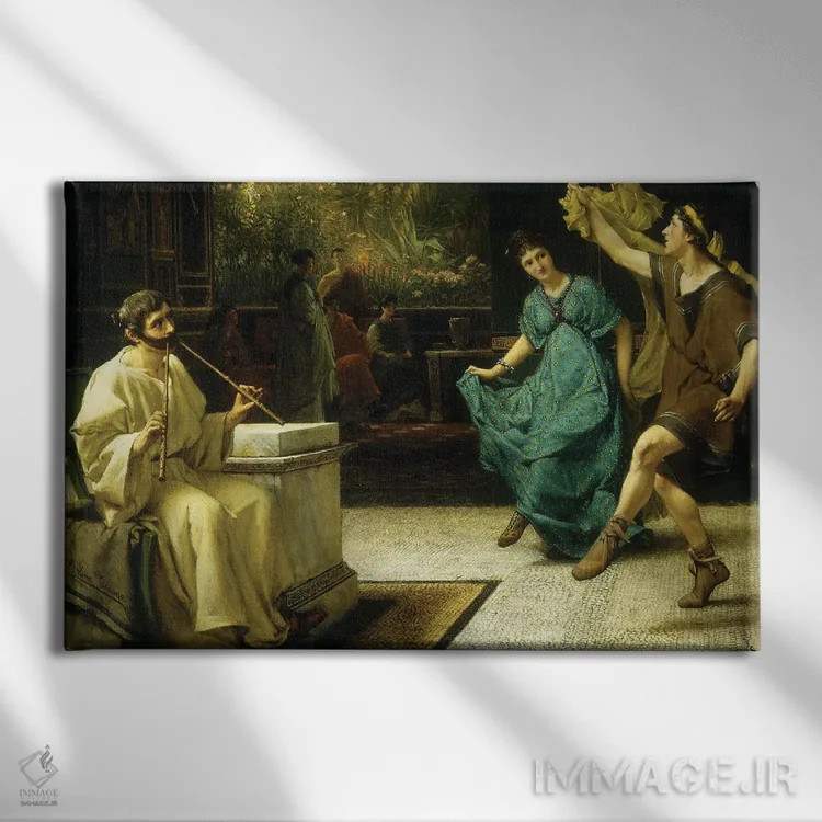 تابلو ورودی یک تئاتر رمانی (معماری) اثر سر لاورنس آلما-تادما (نقاش منزازی انگلیسی) - نمای روبهرو روی دیوار