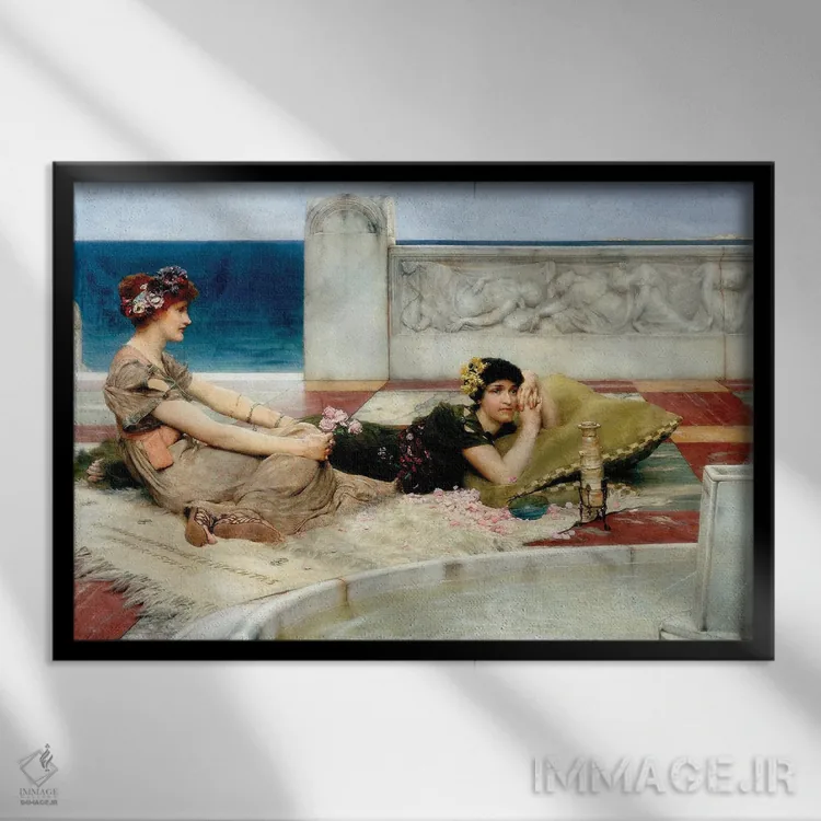 تابلو C.1891,عشق در بیخیالی، حدود ۱۸۹۱ اثر سر لاورنس آلما-تادما (نقاش منزازی انگلیسی) - نمای قابدار مشکی