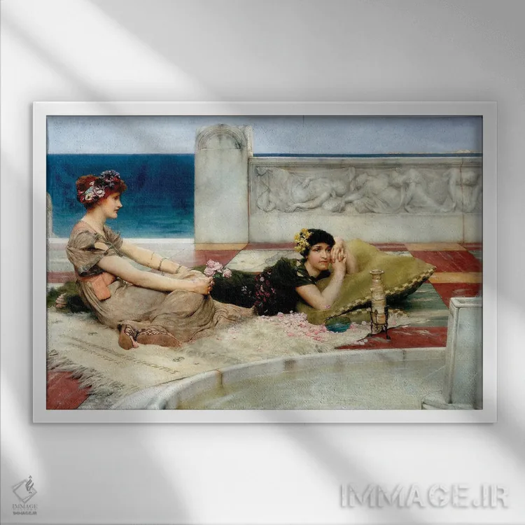 تابلو C.1891,عشق در بیخیالی، حدود ۱۸۹۱ اثر سر لاورنس آلما-تادما (نقاش منزازی انگلیسی) - نمای قابدار سفید