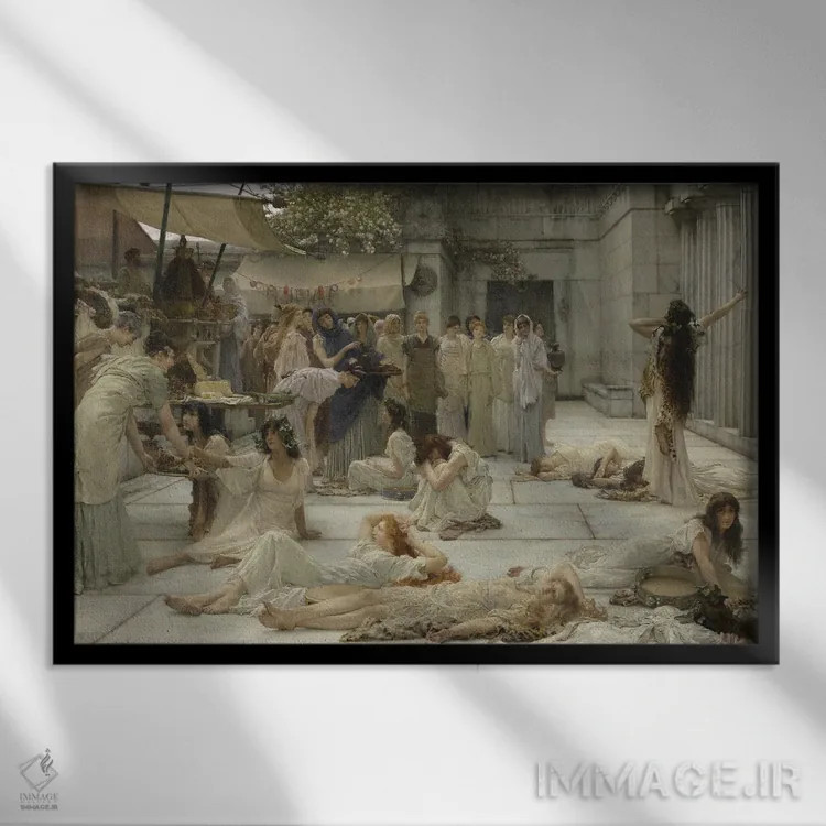 تابلو 1887,زنان آمفیسا، ۱۸۸۷ اثر سر لاورنس آلما-تادما (نقاش منزازی انگلیسی) - نمای قابدار مشکی