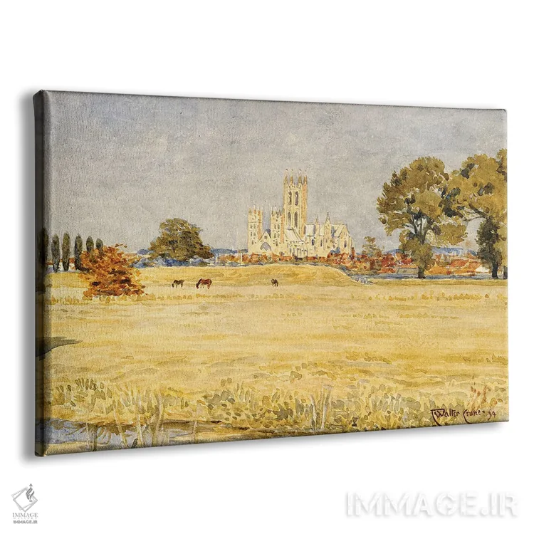 تابلو 1894,کلیسای جامع کانتربری از مراتع، ۱۸۹۴ اثر والتر کرین - نمای پرسپکتیو محصول