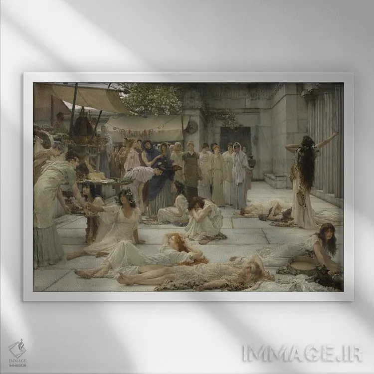 تابلو 1887,زنان آمفیسا، ۱۸۸۷ اثر سر لاورنس آلما-تادما (نقاش منزازی انگلیسی) - نمای قابدار سفید
