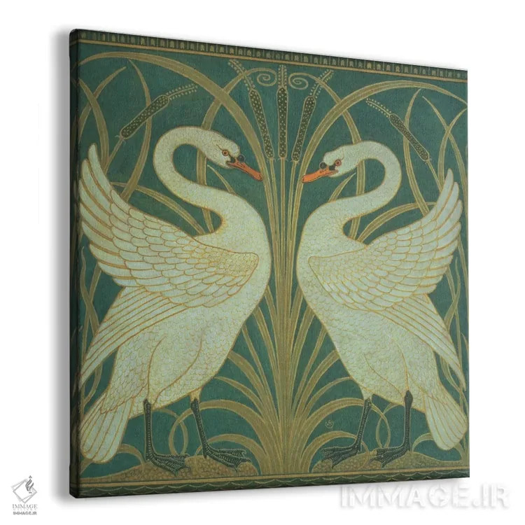 تابلو Rush & Iris",پانل "قو، جگن و زنبق" اثر والتر کرین - نمای پرسپکتیو محصول