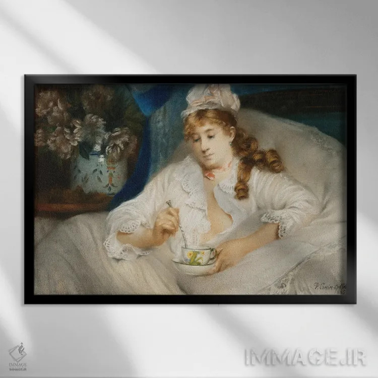 تابلو 1885,بیدار شدن؛ لِ روِی، ۱۸۸۵ اثر پیر کاریه-بلوُز - نمای قابدار مشکی