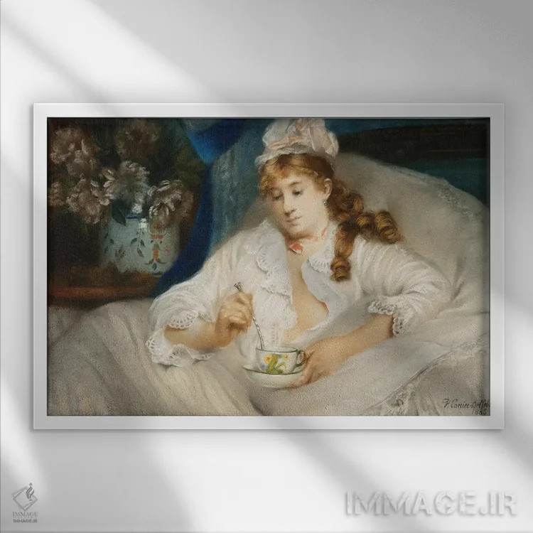 تابلو 1885,بیدار شدن؛ لِ روِی، ۱۸۸۵ اثر پیر کاریه-بلوُز - نمای قابدار سفید