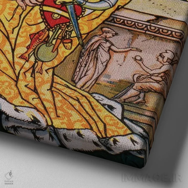 تابلو شاهزاده قورباغه و دختر اثر والتر کرین - نمای نزدیک بافت بوم