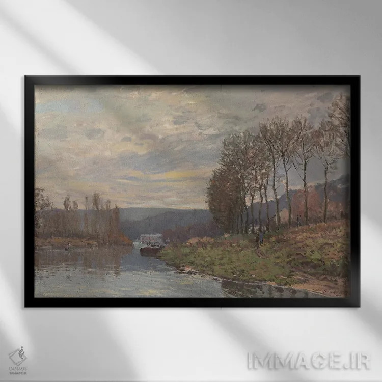 تابلو 1873,سن (رودخانه) ? بوژیوال، ۱۸۷۳ اثر آلفرد سیسلی (نقاش امپرسیونیست انگلیسی-فرانسوی) - نمای قابدار مشکی