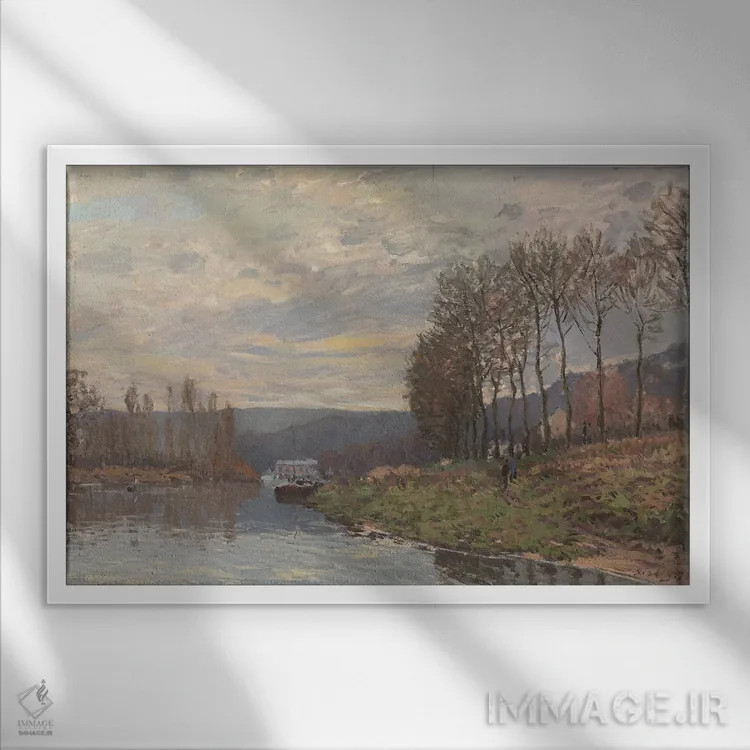 تابلو 1873,سن (رودخانه) ? بوژیوال، ۱۸۷۳ اثر آلفرد سیسلی (نقاش امپرسیونیست انگلیسی-فرانسوی) - نمای قابدار سفید
