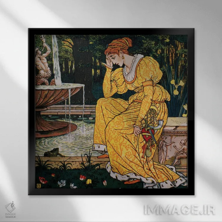 تابلو شاهزاده قورباغه و دختر اثر والتر کرین - نمای قابدار مشکی