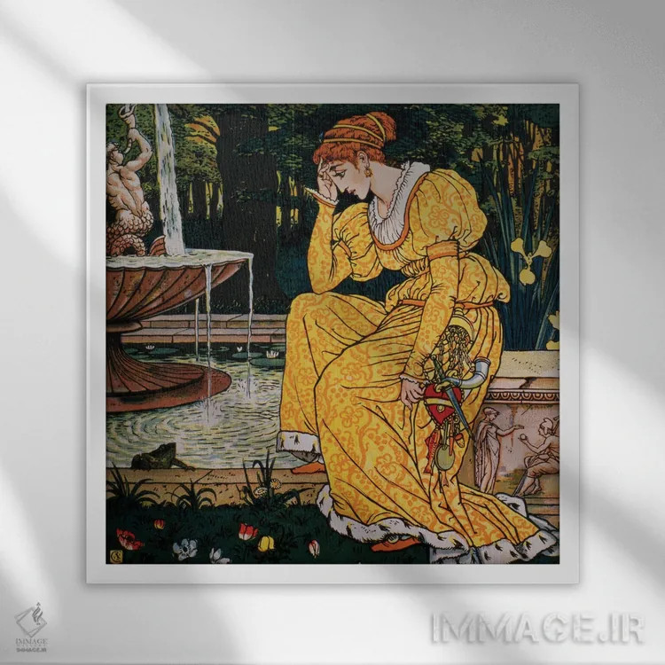 تابلو شاهزاده قورباغه و دختر اثر والتر کرین - نمای قابدار سفید