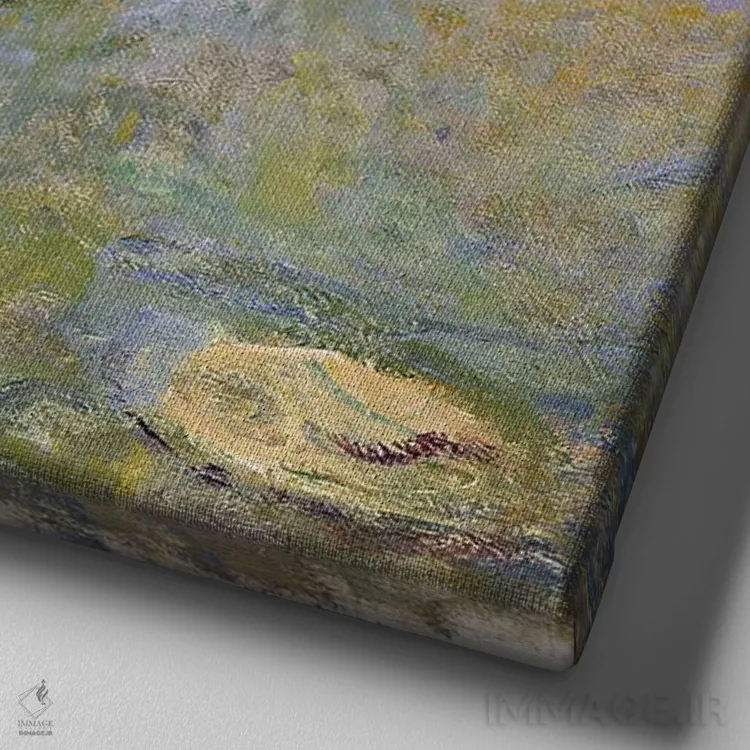 تابلو 1917-19,برکهٔ نیلوفر آبی، ۱۹۱۷-۱۹۱۹ اثر کلود مونه (نقاش معروف فرانسوی) - نمای نزدیک بافت بوم