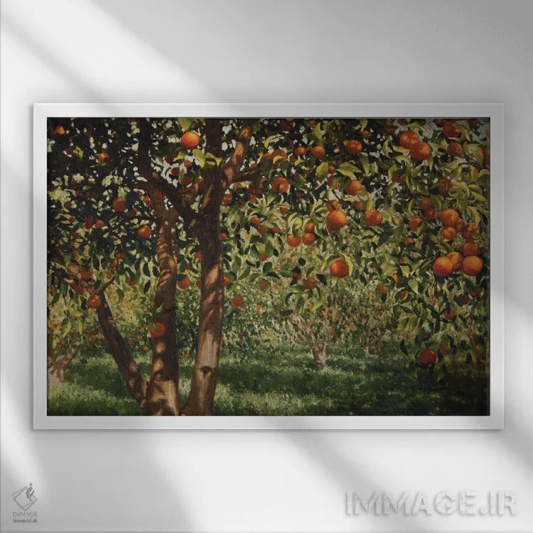 تابلو 2012,سکوت زیر درختان پرتقال ۲، ۲۰۱۲ اثر انگوس همپل - نمای قابدار سفید