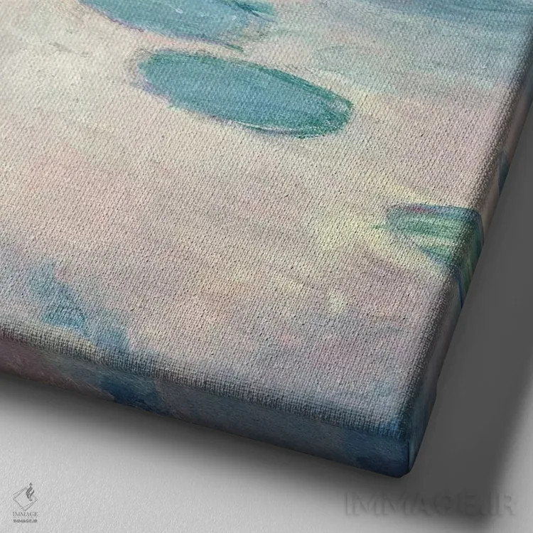 تابلو 1914-17,نیلوفرهای آبی، ۱۹۱۴-۱۹۱۷ اثر کلود مونه (نقاش معروف فرانسوی) - نمای نزدیک بافت بوم