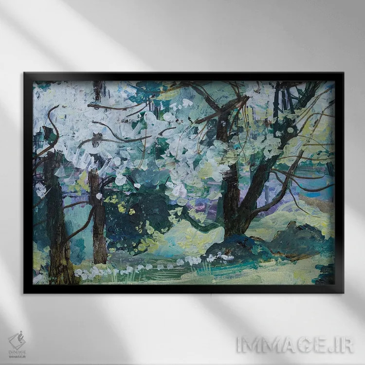 تابلو Paxton, 2021,درختان شکوفه، پَکستون، ۲۰۲۱ اثر آن اورام - نمای قابدار مشکی