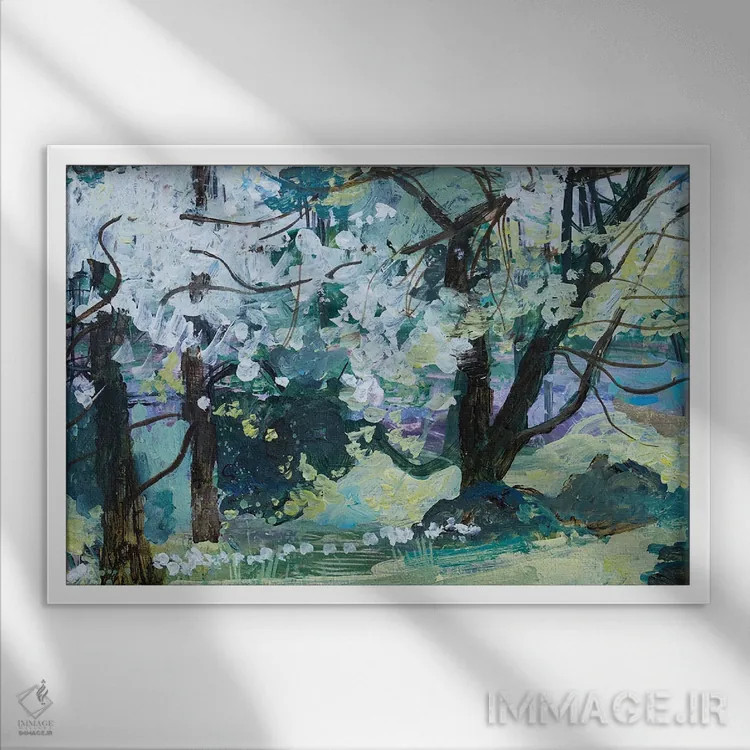 تابلو Paxton, 2021,درختان شکوفه، پَکستون، ۲۰۲۱ اثر آن اورام - نمای قابدار سفید