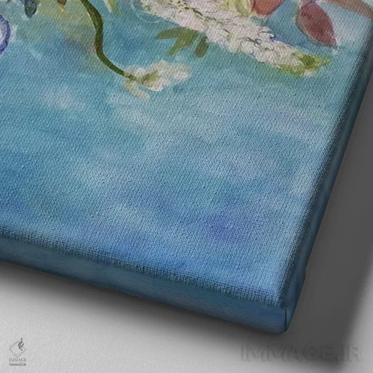 تابلو گلهای باغی در اباوربرا اثر آن اورام - نمای نزدیک بافت بوم