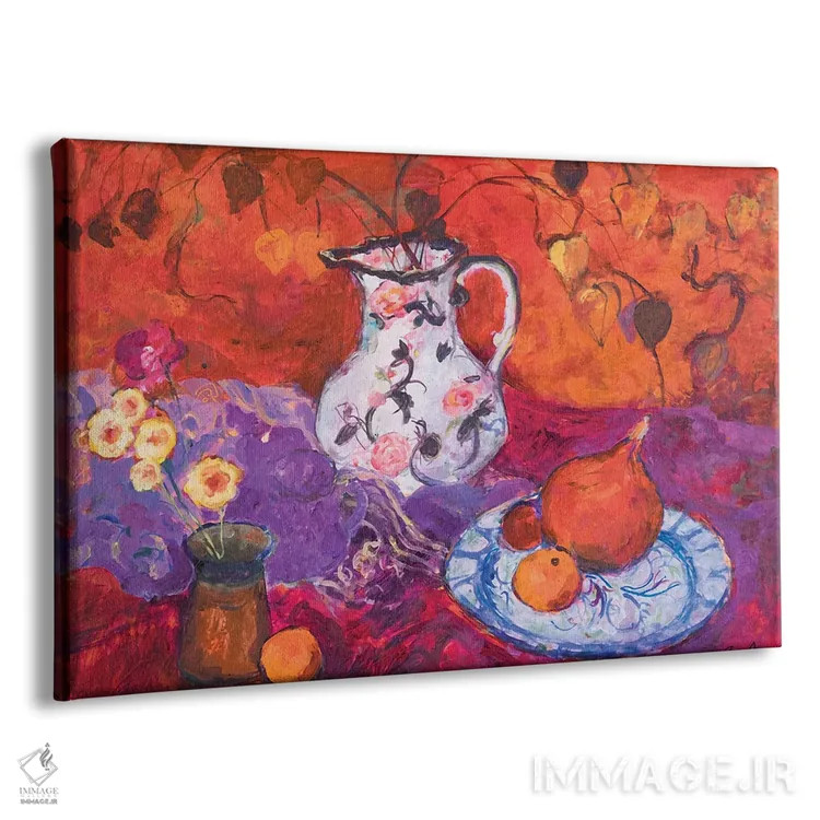 تابلو طبیعت بیجان قرمز با چراغ چینی اثر آن اورام - نمای پرسپکتیو محصول