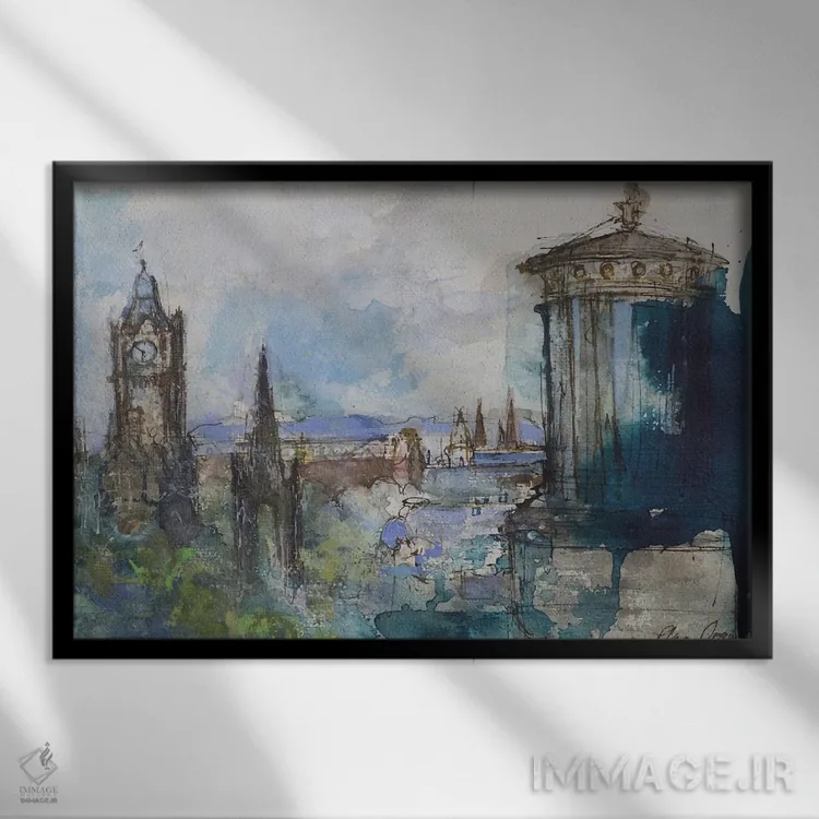 تابلو Edinburgh,از تپهٔ کالتن، اباوربرا اثر آن اورام - نمای قابدار مشکی